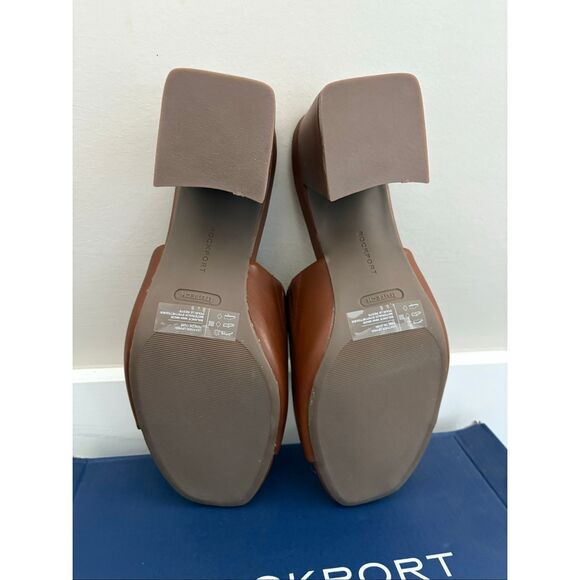 NIB Rockport Brown Farrah Slide Block Heels Size 8.5 - Picture 5 of 7
